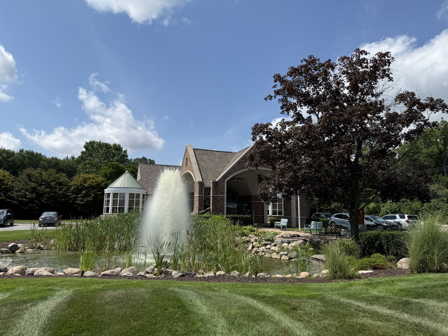 Manoogian Manor Exterior with Fountain