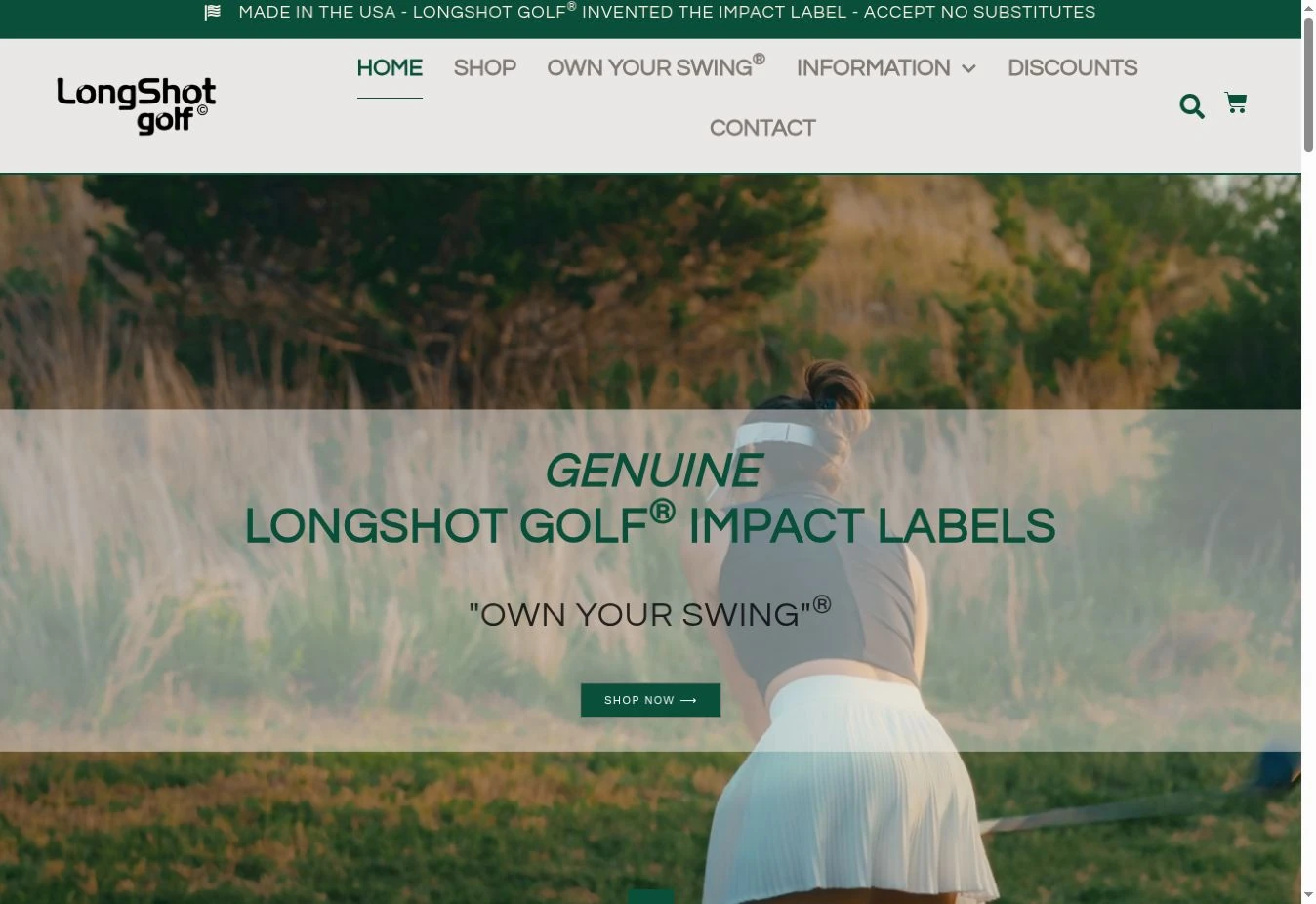 LongShot Golf website and online store created by Media Dominance
